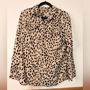 Chico's Beige Shirt with Black Spot Print